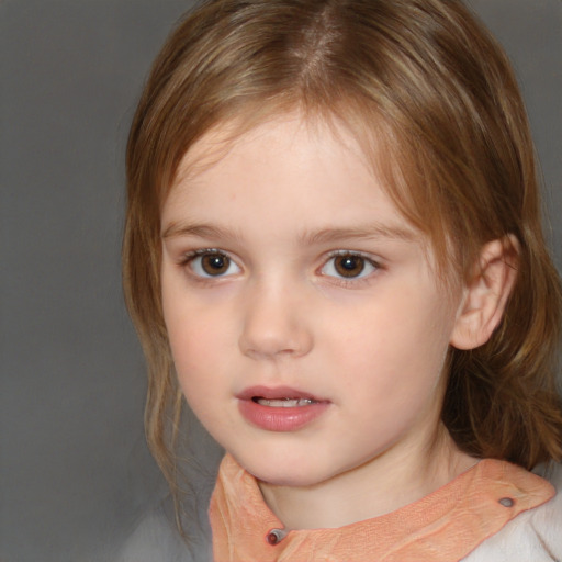 Neutral white child female with medium  brown hair and brown eyes