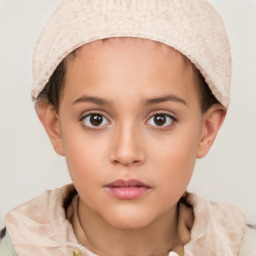 Neutral white child female with short  brown hair and brown eyes