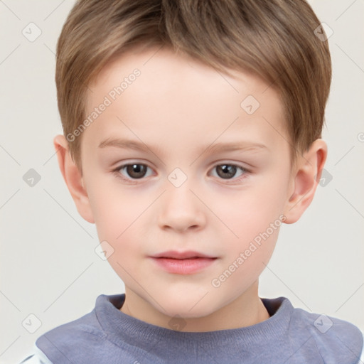 Neutral white child male with short  brown hair and brown eyes