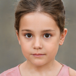 Neutral white child female with short  brown hair and brown eyes