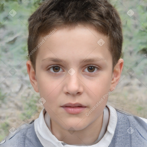 Neutral white child male with short  brown hair and brown eyes