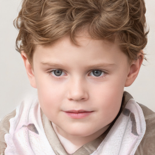 Neutral white child male with short  brown hair and grey eyes