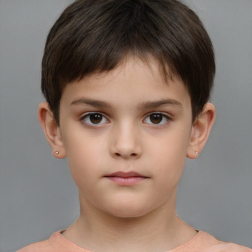 Neutral white child male with short  brown hair and brown eyes