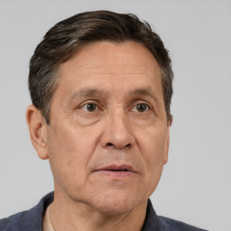 Neutral white middle-aged male with short  brown hair and brown eyes