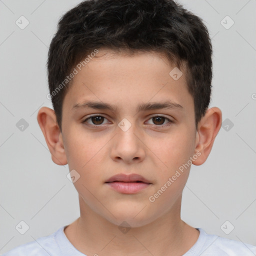 Neutral white child male with short  brown hair and brown eyes