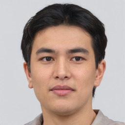 Neutral asian young-adult male with short  brown hair and brown eyes