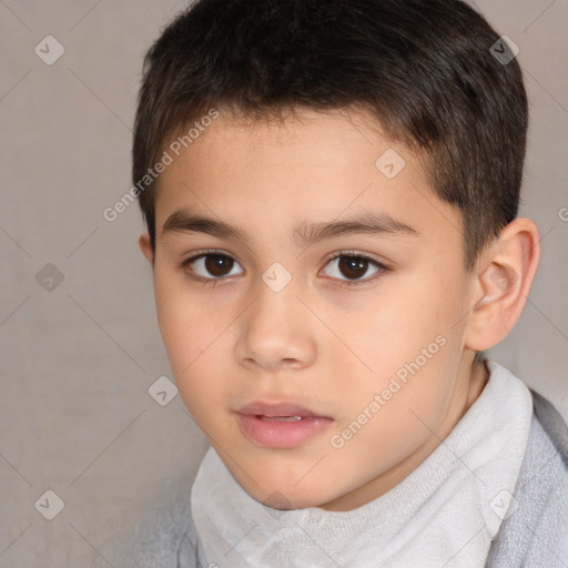 Neutral white child male with short  brown hair and brown eyes