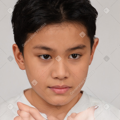Neutral white child female with short  brown hair and brown eyes