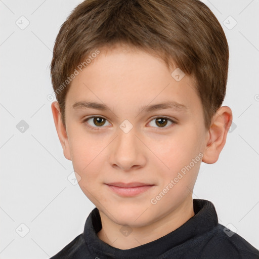 Neutral white child male with short  brown hair and brown eyes