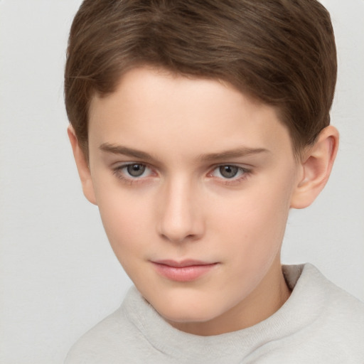 Neutral white child female with short  brown hair and brown eyes