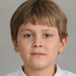 Neutral white child male with short  brown hair and brown eyes