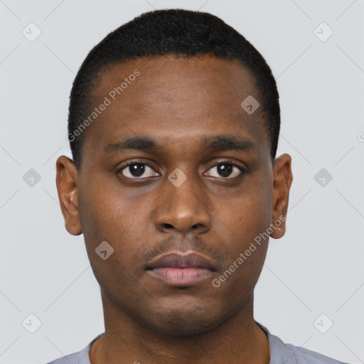 Neutral black young-adult male with short  brown hair and brown eyes