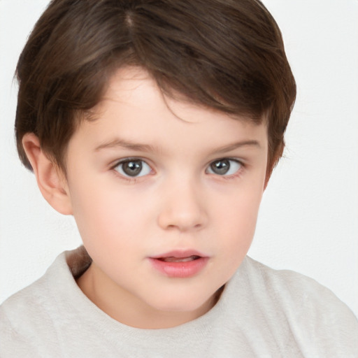 Neutral white child female with short  brown hair and brown eyes