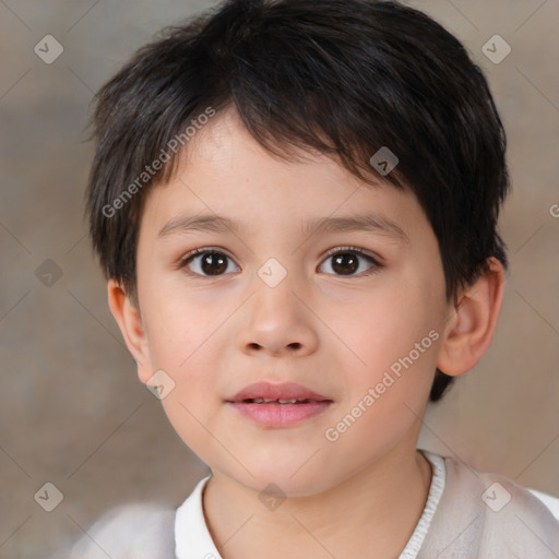 Neutral white child male with short  brown hair and brown eyes