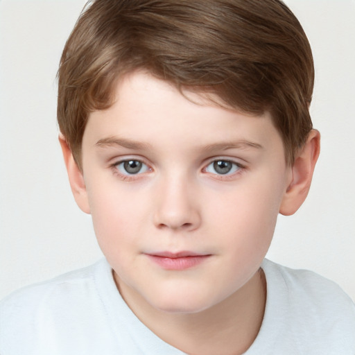 Neutral white child male with short  brown hair and brown eyes