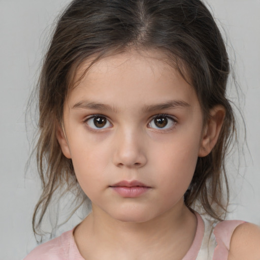 Neutral white child female with medium  brown hair and brown eyes