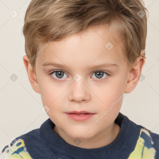 Neutral white child male with short  brown hair and brown eyes