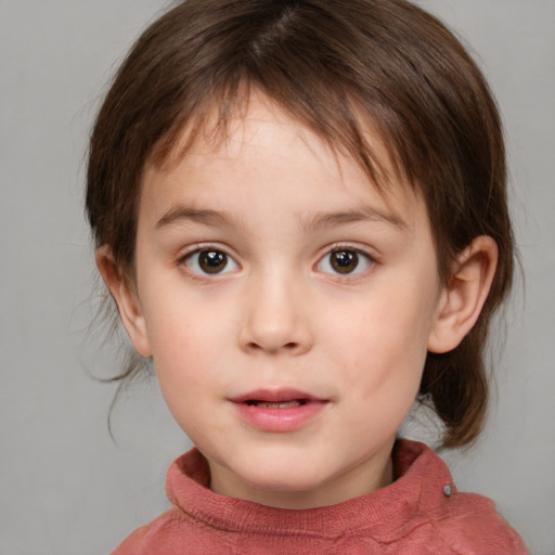 Neutral white child female with medium  brown hair and brown eyes