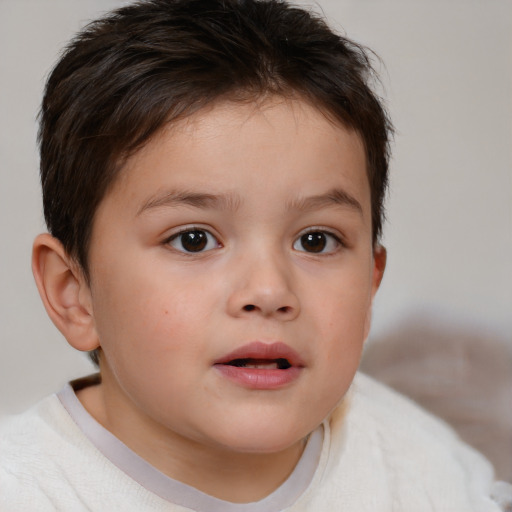 Neutral white child female with short  brown hair and brown eyes