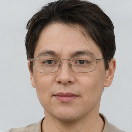 Neutral white adult male with short  brown hair and brown eyes