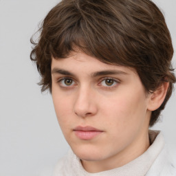 Neutral white young-adult male with medium  brown hair and brown eyes