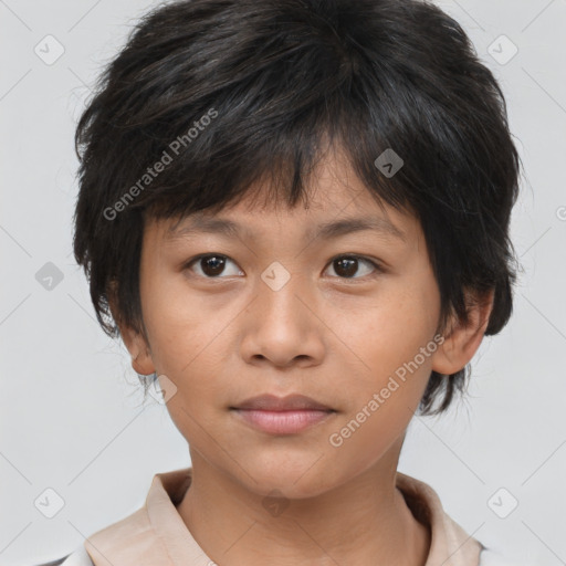 Neutral asian young-adult female with medium  brown hair and brown eyes