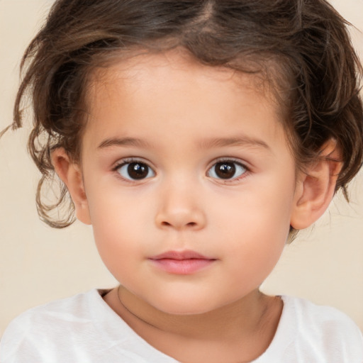 Neutral white child female with short  brown hair and brown eyes