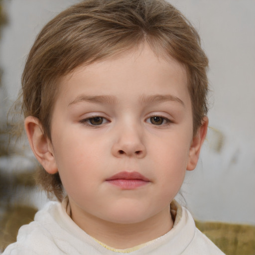 Neutral white child female with short  brown hair and brown eyes