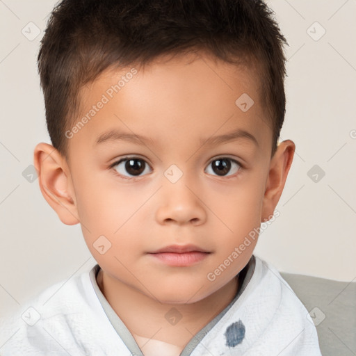 Neutral white child male with short  brown hair and brown eyes