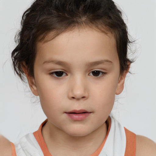 Neutral white child female with medium  brown hair and brown eyes