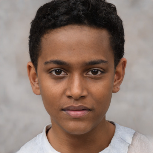 Neutral black child male with short  brown hair and brown eyes