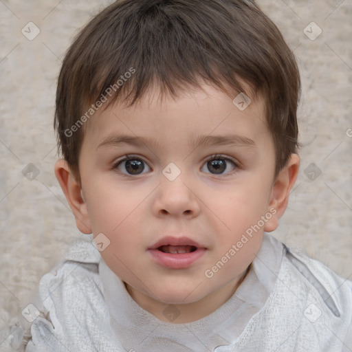 Neutral white child male with short  brown hair and brown eyes