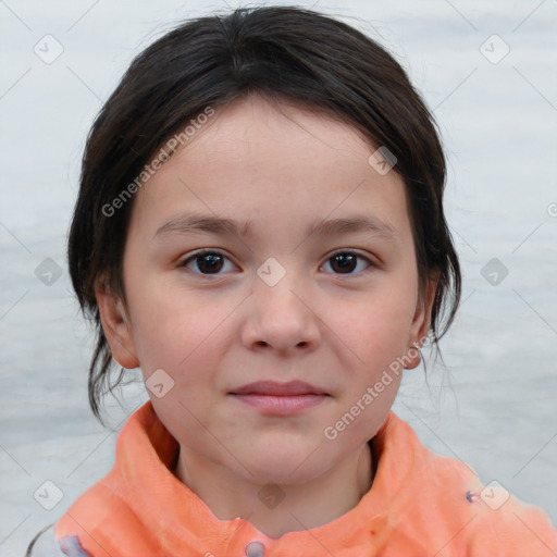 Neutral white child female with medium  brown hair and brown eyes