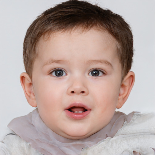 Neutral white child male with short  brown hair and brown eyes