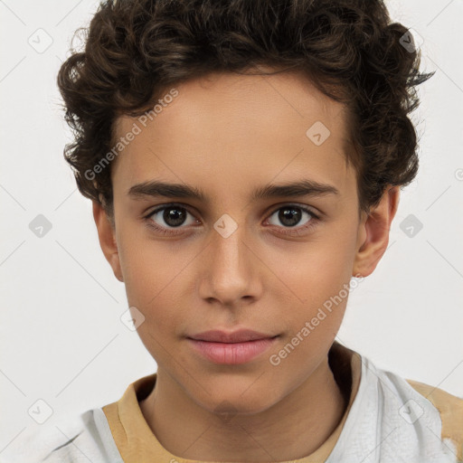 Neutral white child male with short  brown hair and brown eyes