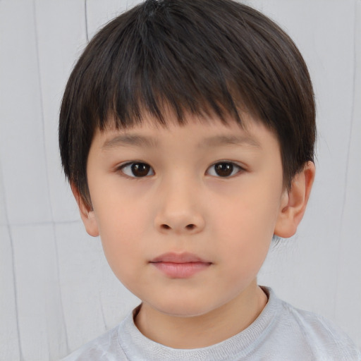 Neutral asian child male with short  brown hair and brown eyes