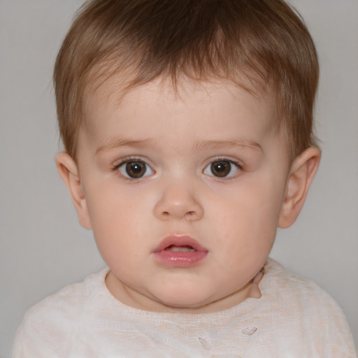 Neutral white child male with short  brown hair and brown eyes