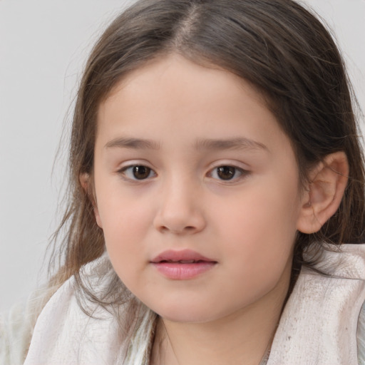 Neutral white child female with medium  brown hair and brown eyes