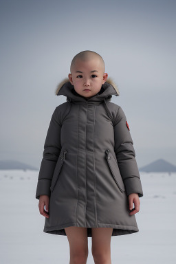 Mongolian child girl with  gray hair