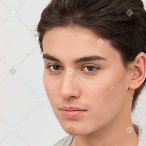 Neutral white young-adult male with medium  brown hair and brown eyes