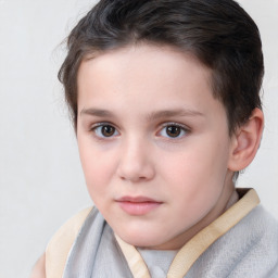 Neutral white child female with short  brown hair and brown eyes