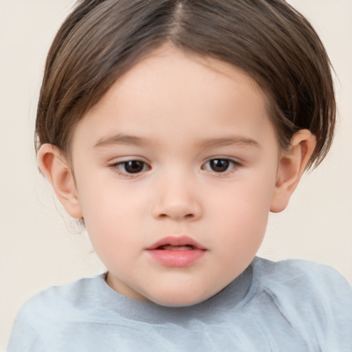 Neutral white child female with medium  brown hair and brown eyes