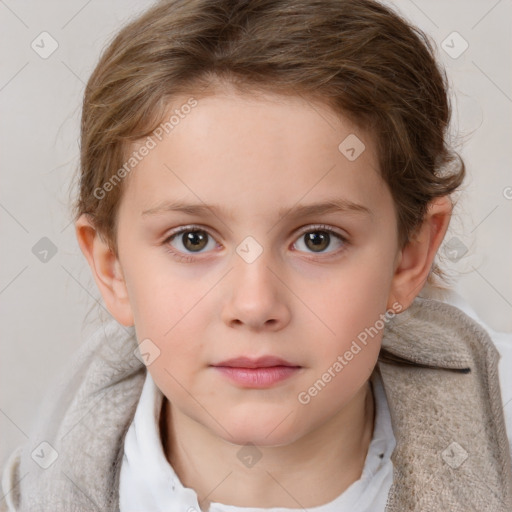 Neutral white child female with medium  brown hair and brown eyes