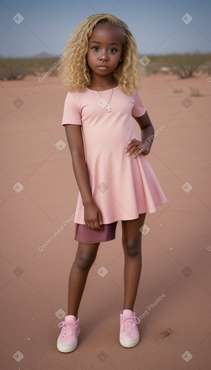 African american child female with  blonde hair