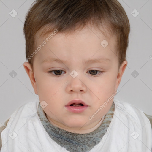 Neutral white child male with short  brown hair and brown eyes