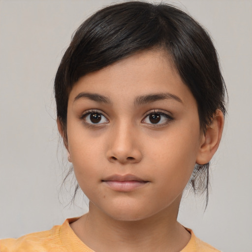 Neutral asian young-adult female with medium  brown hair and brown eyes
