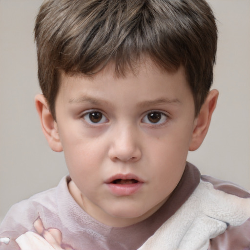 Neutral white child male with short  brown hair and brown eyes