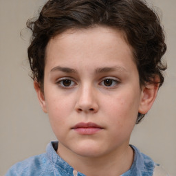 Neutral white child female with medium  brown hair and brown eyes