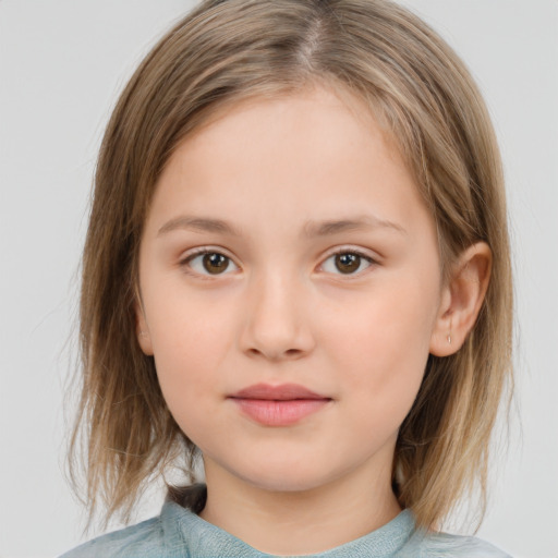 Neutral white child female with medium  brown hair and brown eyes