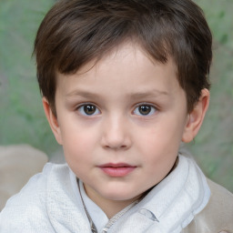 Neutral white child female with short  brown hair and brown eyes